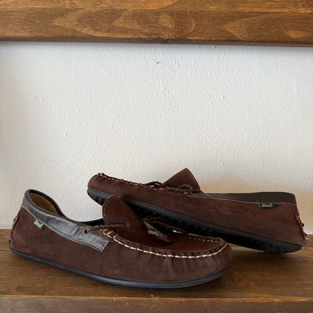 G.H. Bass Mens 10.5 Brown Suede Leather Driving Loafers Moccasin Shoes